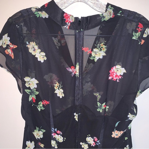Hell Bunny Jolie Papillon Floral Butterfly Dress Black  M - Picture 8 of 10